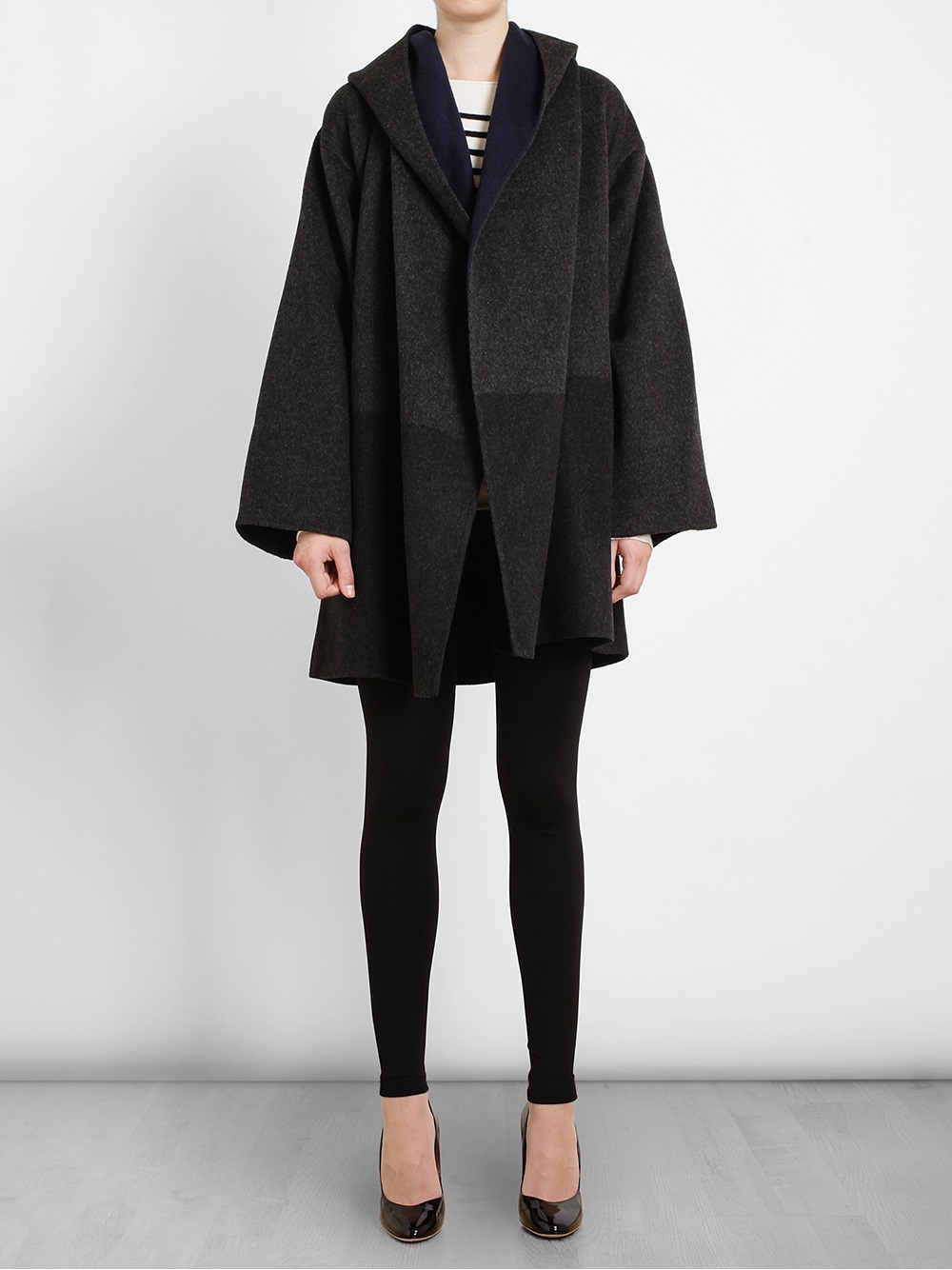 Vince Wool-blend Hooded Coat in Gray | Lyst