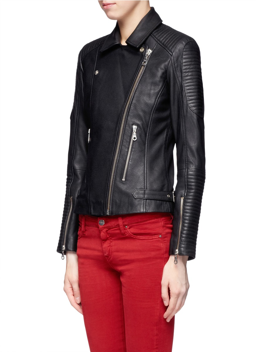 Lyst - Whistles Patti Leather Biker Jacket in Black