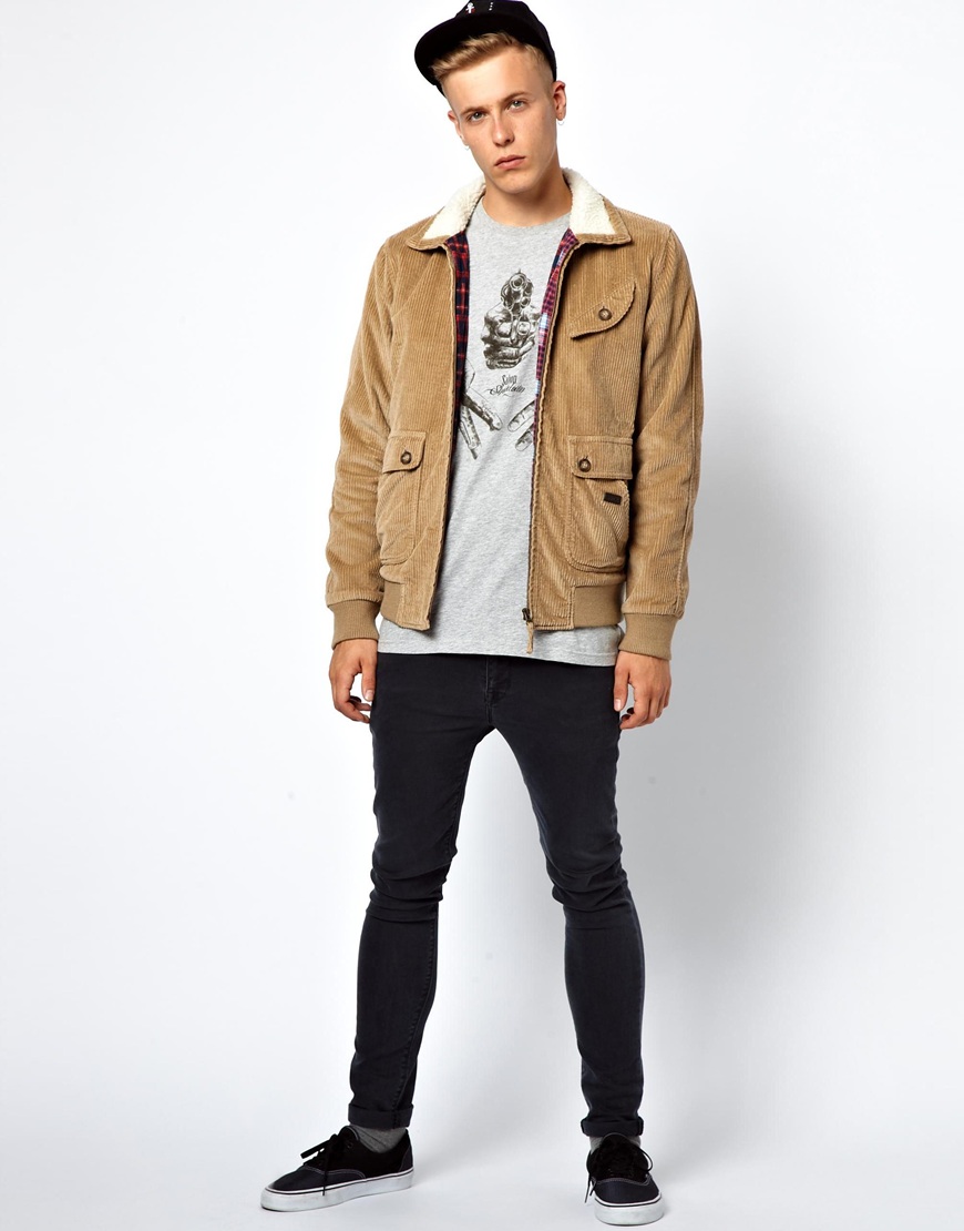 Lyst - Asos 55dsl Cord Jacket with Borg Collar in Brown for Men