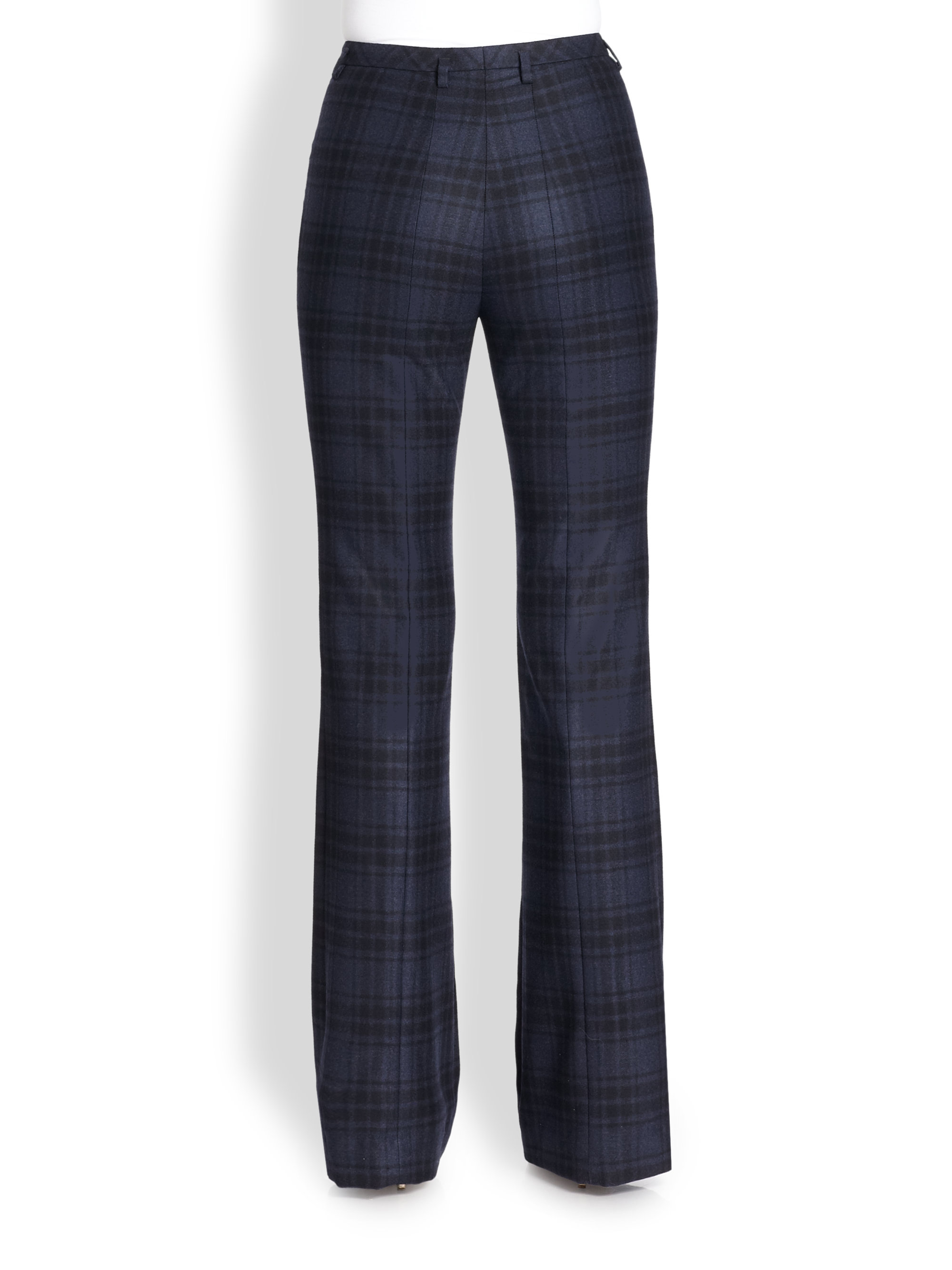 Lyst Akris Farrah Plaid Wool Flannel Pants in Black