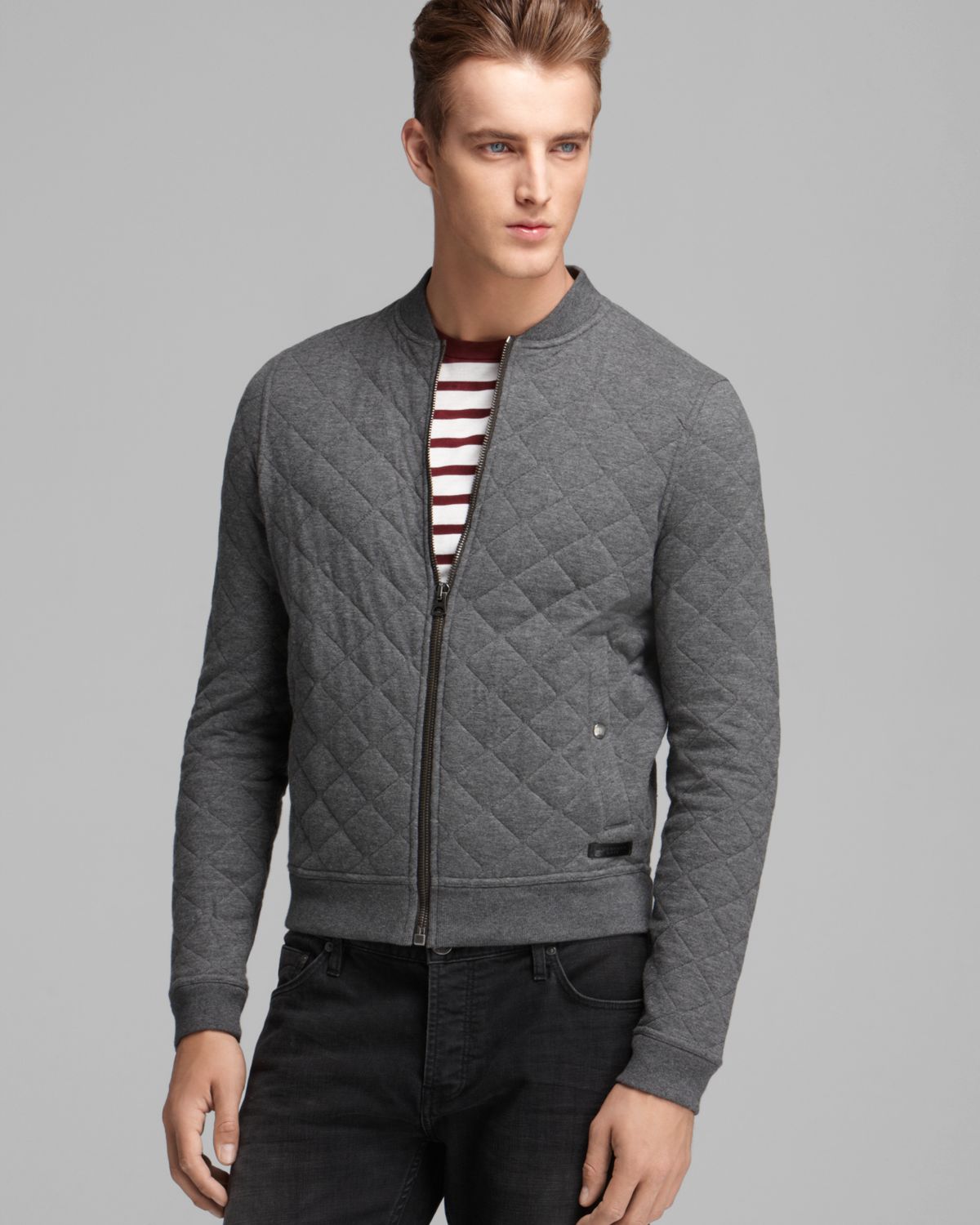 Lyst - Burberry Brit Marvel Quilted Cotton Bomber Jacket in Gray for Men