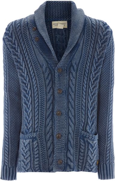 Denim & Supply Ralph Lauren Cable Knit Shawl Cardigan in Blue for Men ...