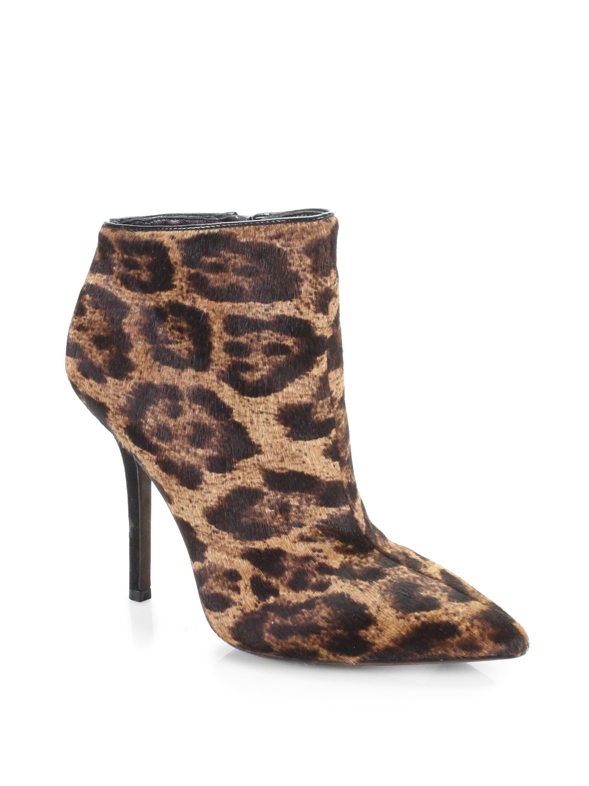 Vera Wang Lavender Biance Leopardprint Pony Hair Suede Ankle Boots in ...