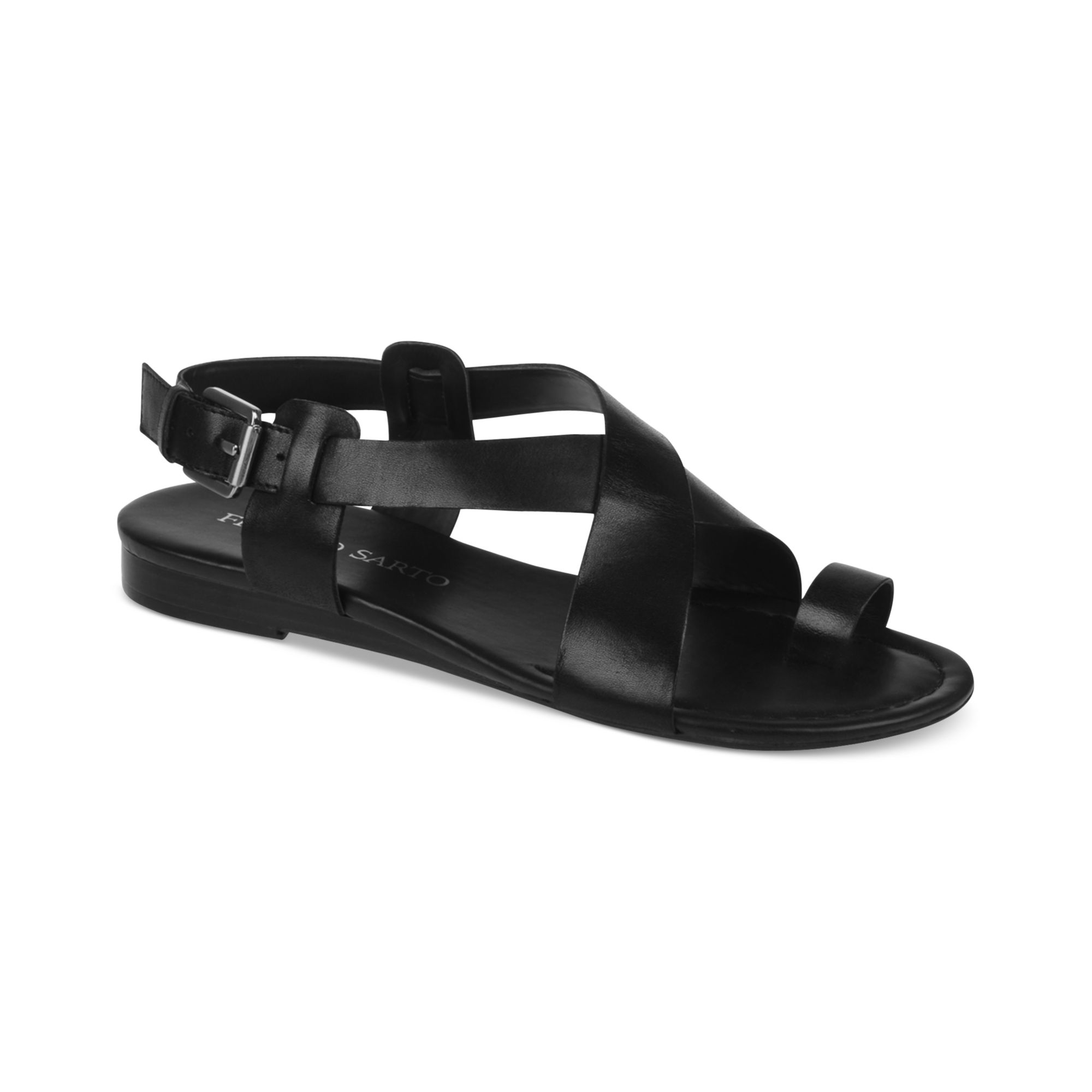 Franco sarto Georgie Flat Sandals in Black | Lyst