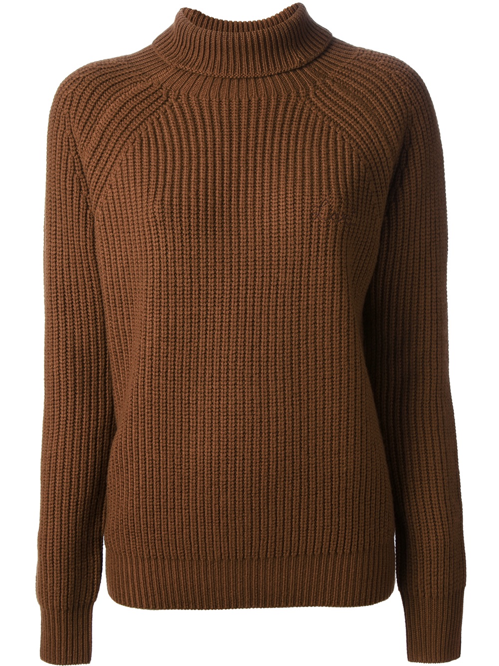 Golden goose deluxe brand Ribbed Knit Polo Neck Sweater in Brown | Lyst