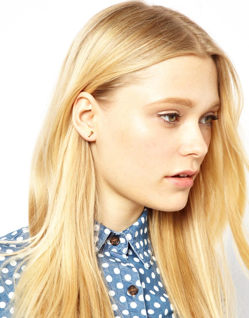 Lyst Gorjana Love Key Stud Earrings In Metallic Gallery