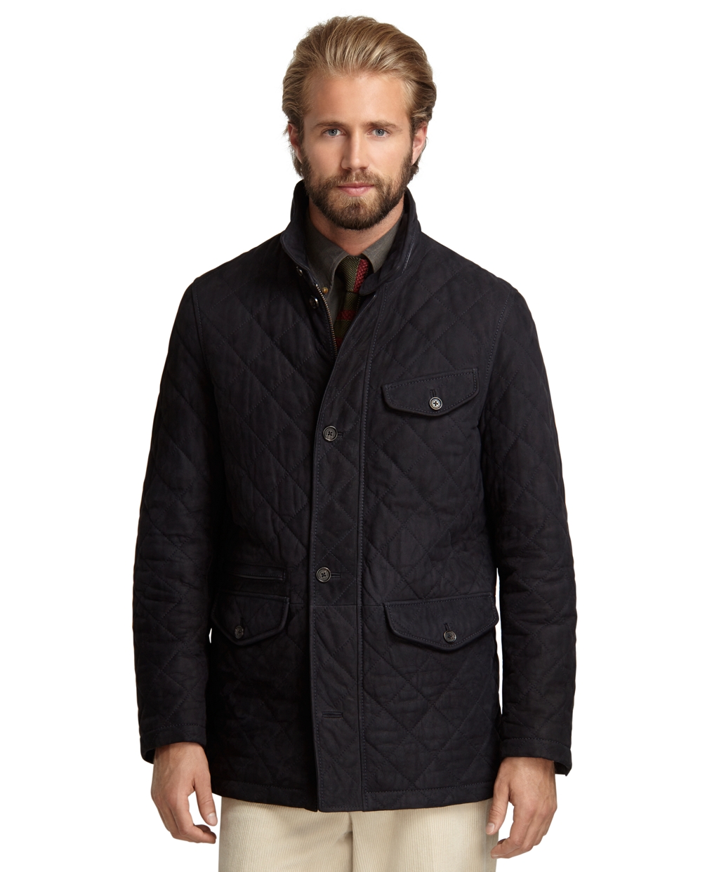 Brooks brothers Suede Quilted Walking Coat in Blue for Men | Lyst