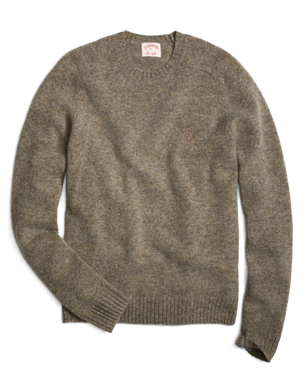 Brooks brothers Shetland Wool Saddle Shoulder Crewneck Sweater in ...