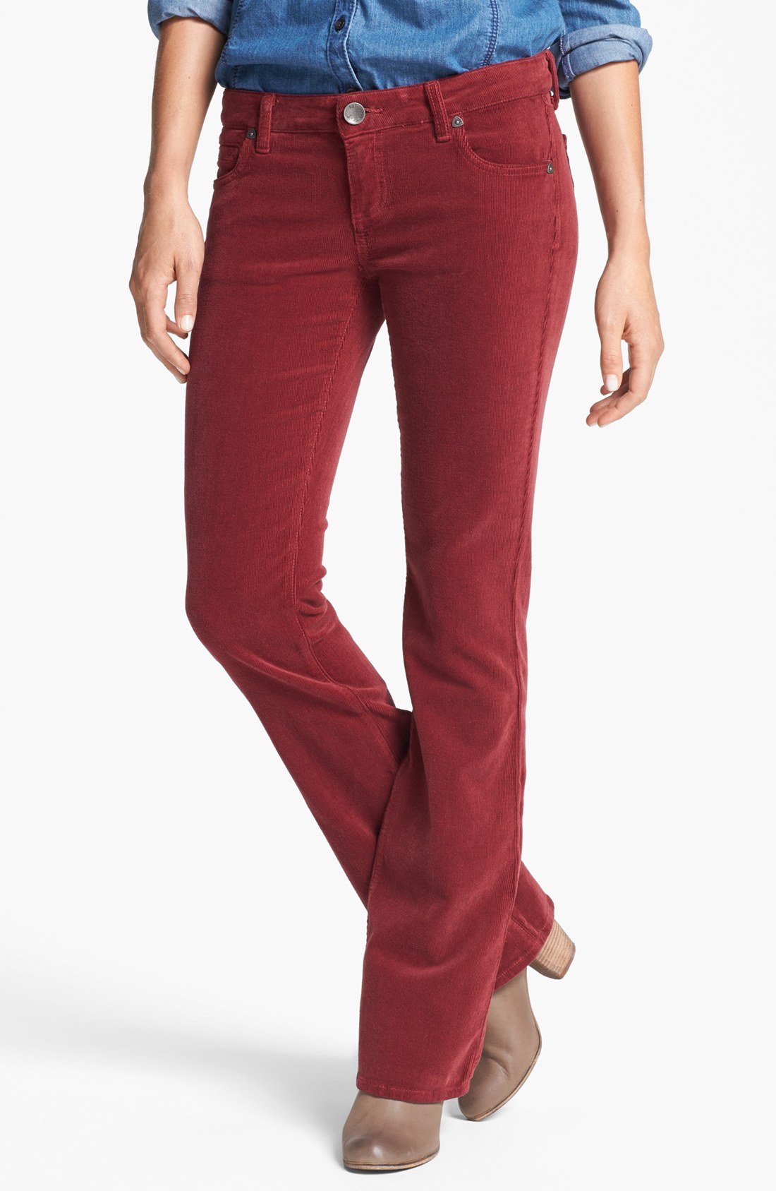 Kut From The Kloth Baby Bootcut Corduroy Jeans in Red (Red Cordova) | Lyst