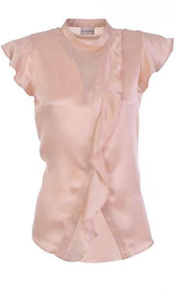 Philosophy Di Alberta Ferretti Blush Satin Ruffle Blouse in Pink (blush ...