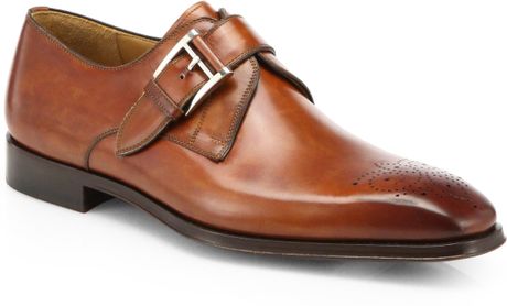 Saks Fifth Avenue Derby Monkstrap Dress Shoes in Brown for Men (COGNAC ...