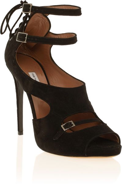 Tabitha Simmons Bailey Cut-Out Suede High Heels in Black | Lyst