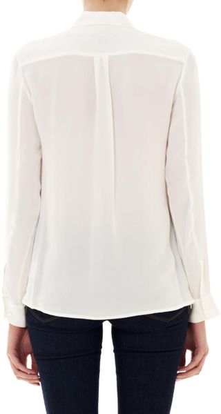 Theory Invisbible Zip Silk Blouse in White (ivory) | Lyst