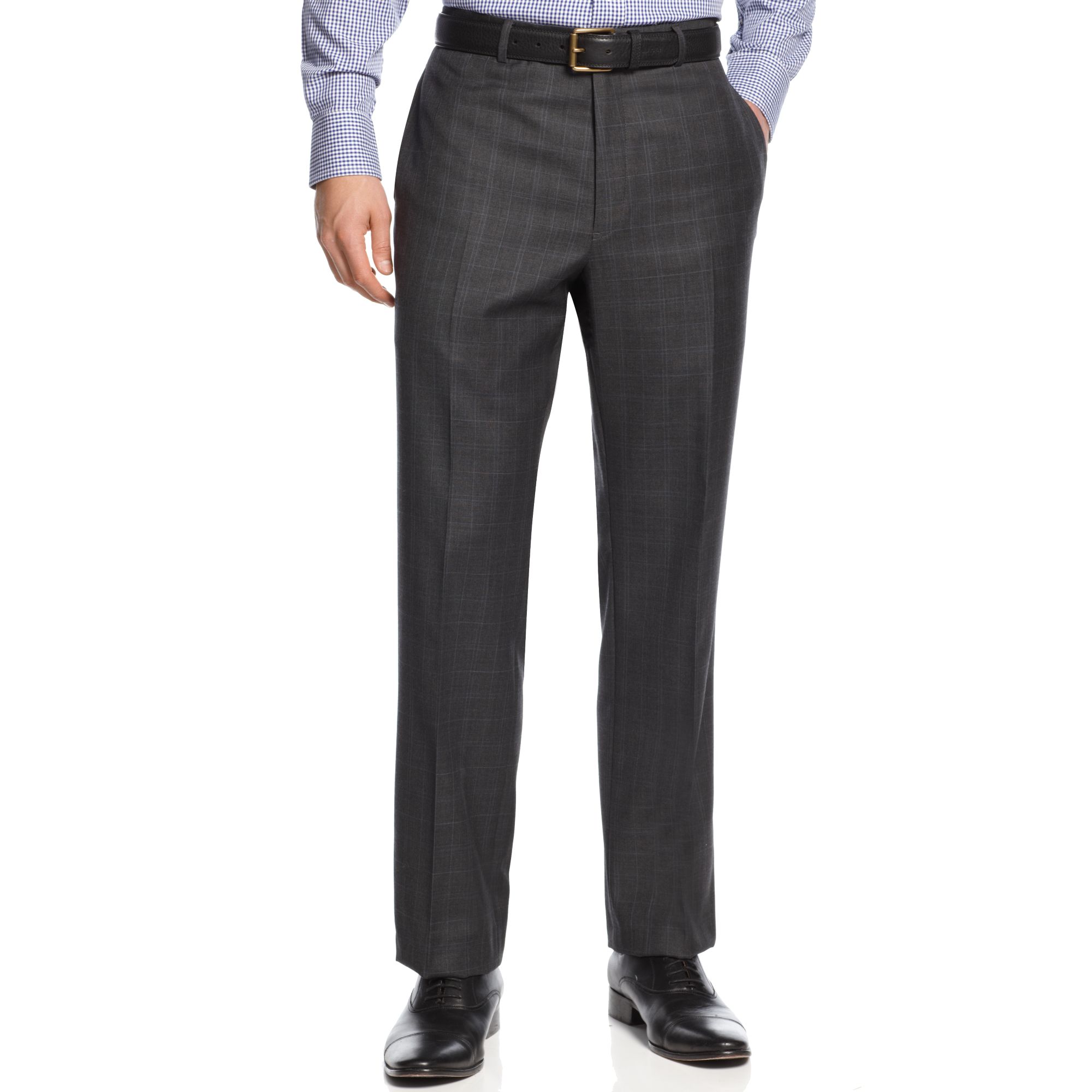 Tommy Hilfiger Charcoal Windowpane Trim-Fit Pant in Gray for Men ...