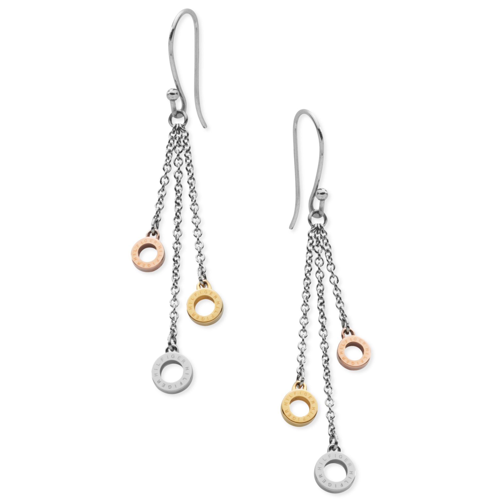 Tommy Hilfiger Tri-tone Triple Drop Linear Earrings in Silver (no color ...