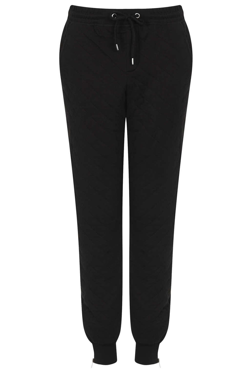 Lyst - Topshop Soft Black Quilted Joggers in Black