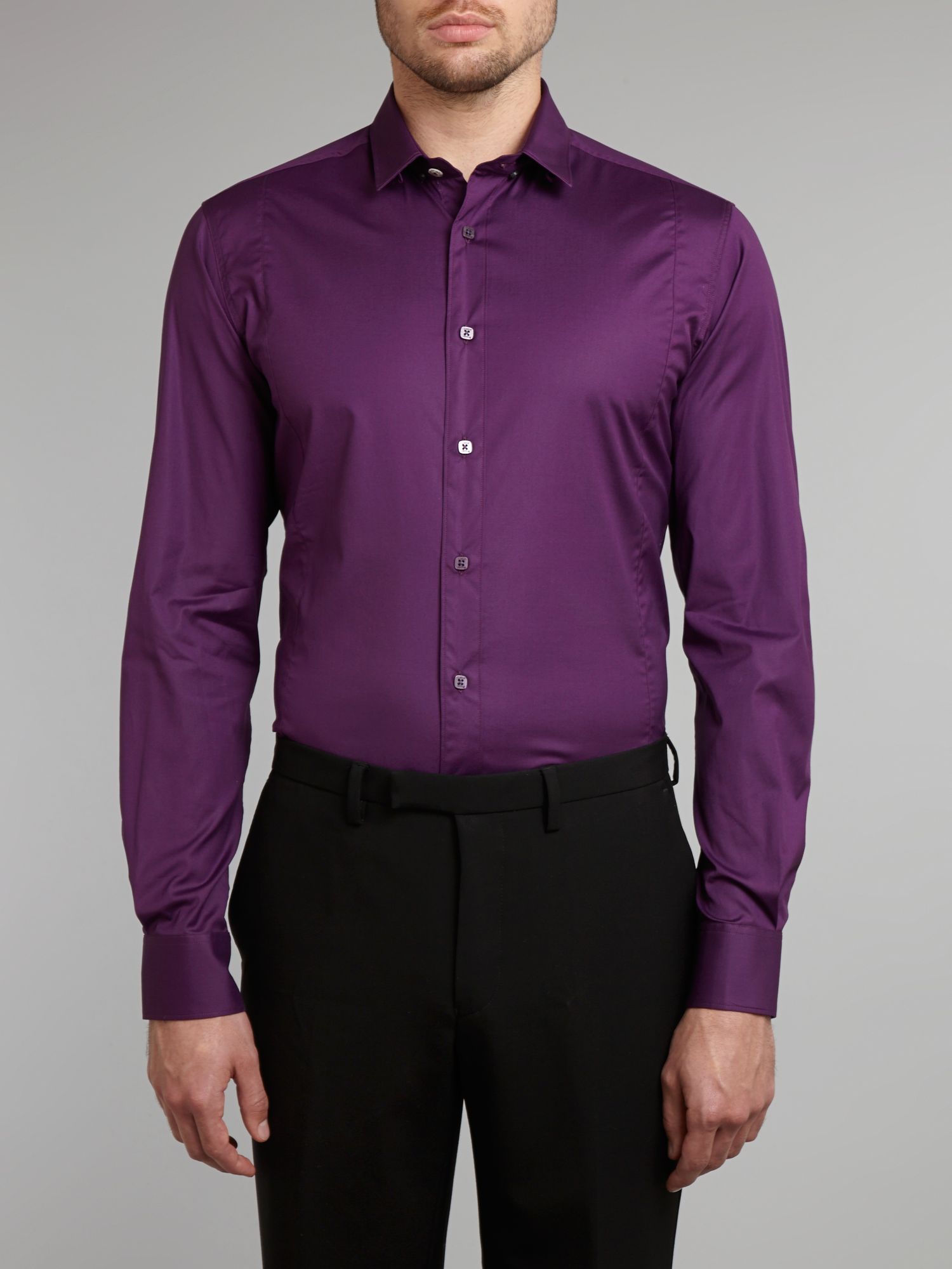 Without prejudice Victor Front Seam Slim Fit Shirt in Purple for Men | Lyst