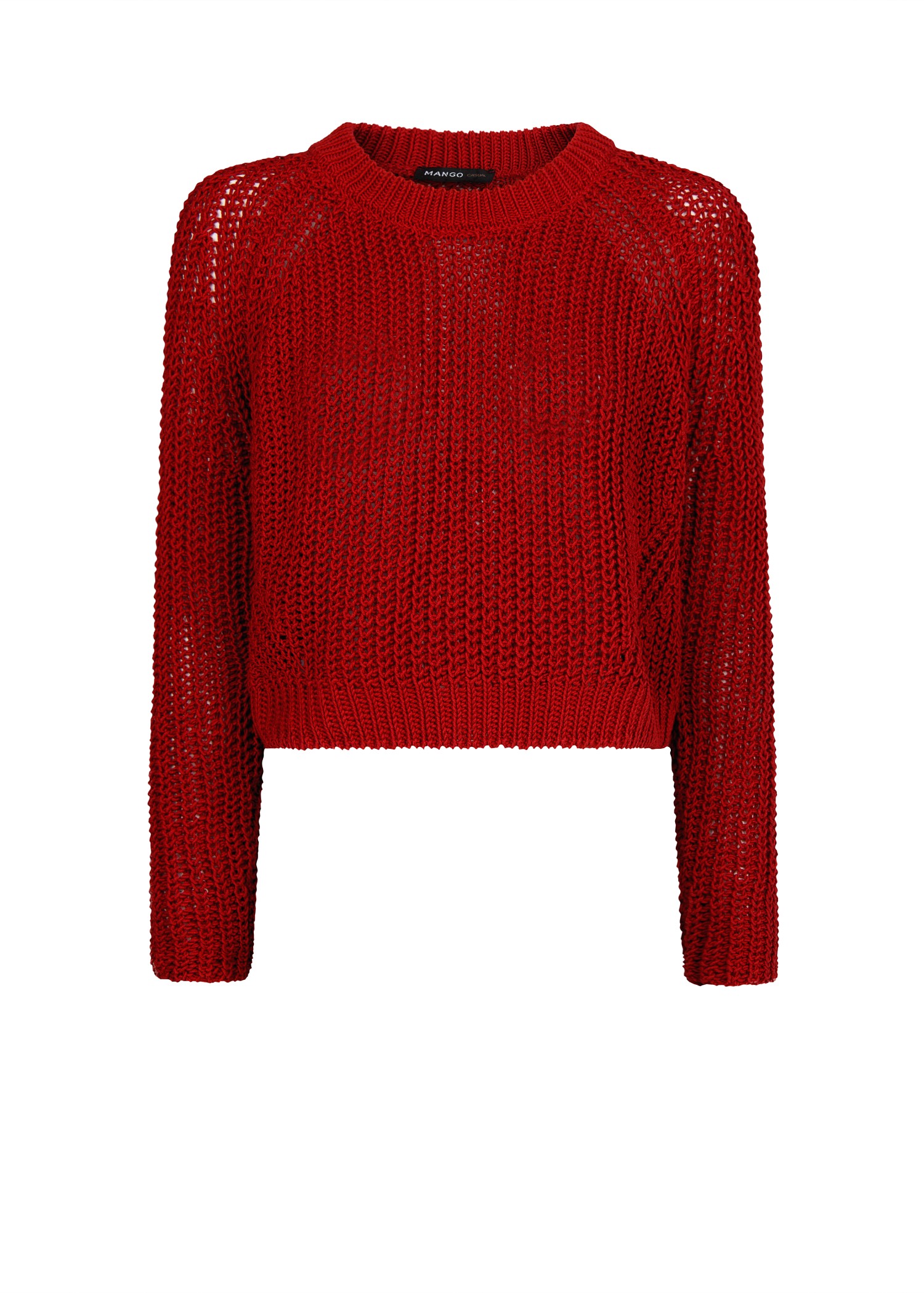 Lyst Mango Chunky Knit Cropped Sweater in Red