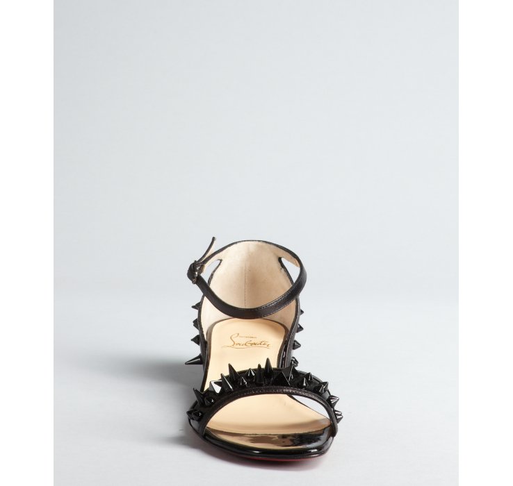 Christian louboutin Black Patent Leather Spike Detailed Druide ...  