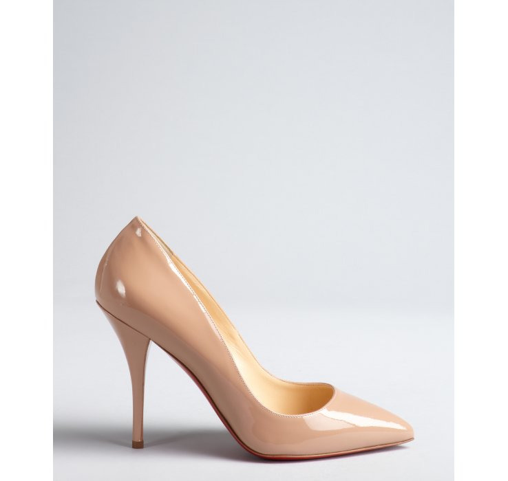 Christian louboutin Khaki Patent Leather Pointed Toe Pumps in ...  