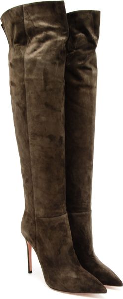 Gianvito Rossi Suede Knee High Boots in Brown | Lyst