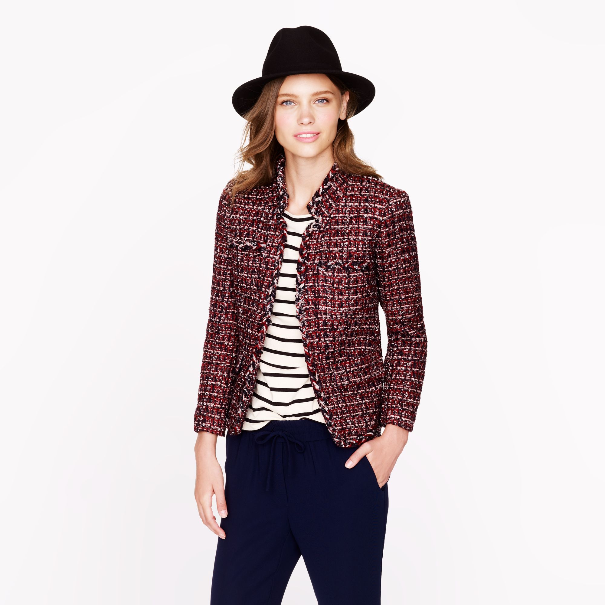 Lyst J.Crew Maple Tweed Jacket in Purple