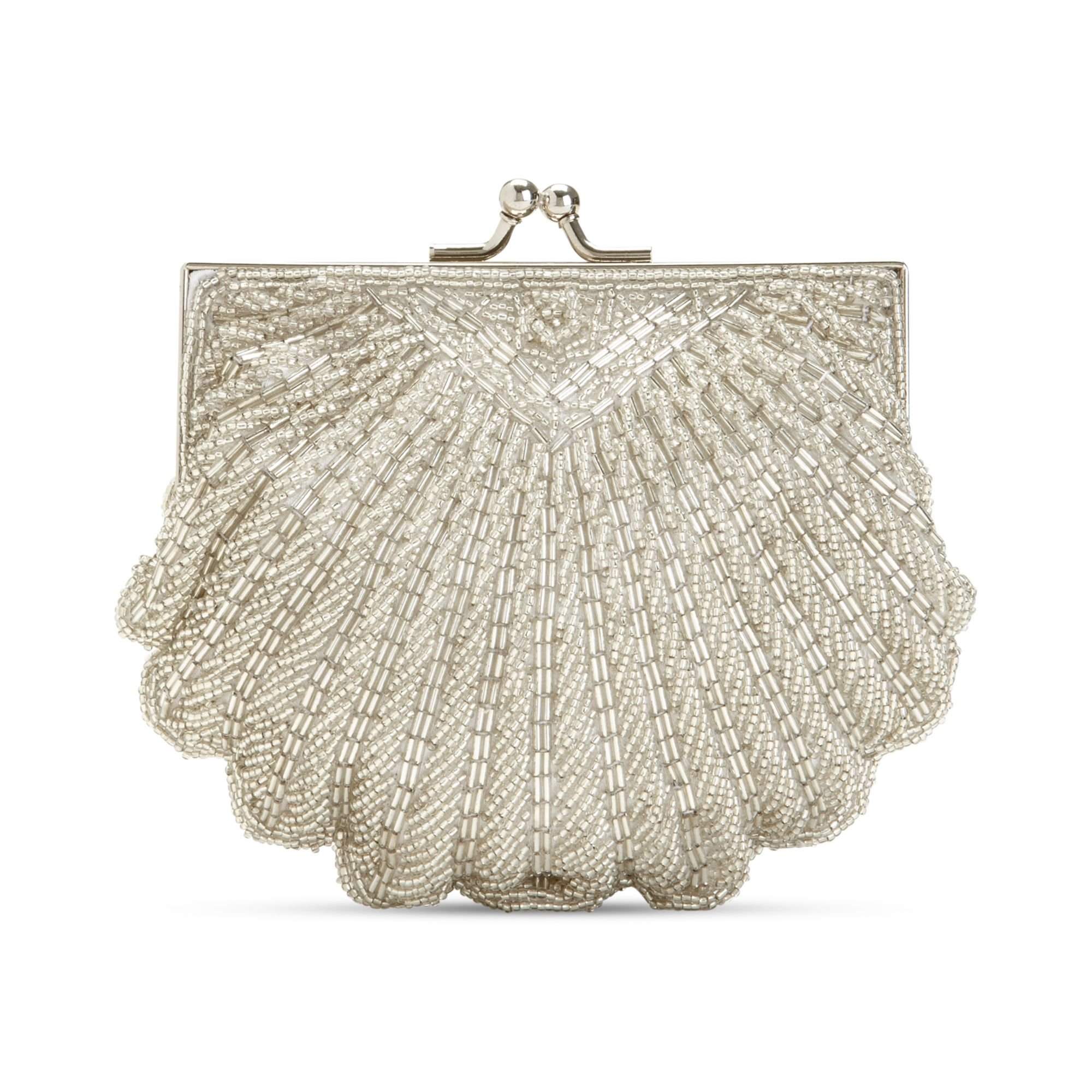 La Regale Evening Bag, White Beadwork, 1970s New Old Stock