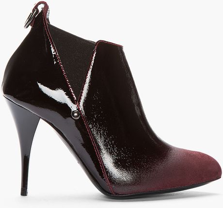 Mcq By Alexander Mcqueen Burgundy Patent Leather Ombre Boots in Purple ...