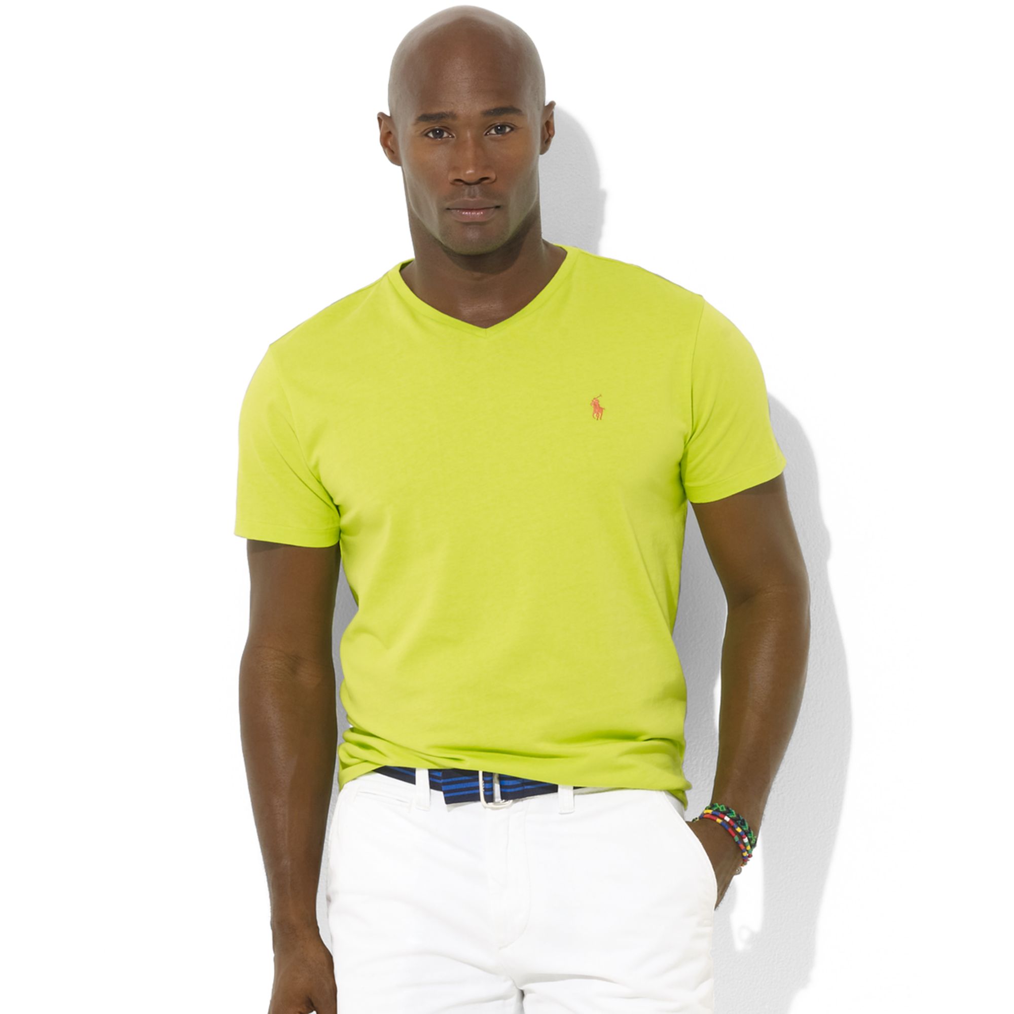 Ralph Lauren Short Sleeved Neon V Neck T Shirt in Green for Men ...