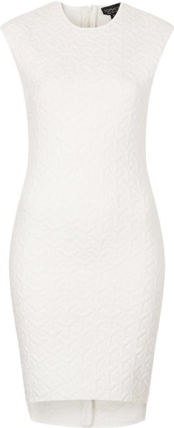 Topshop Diamond Quilt Bodycon Dress in White | Lyst