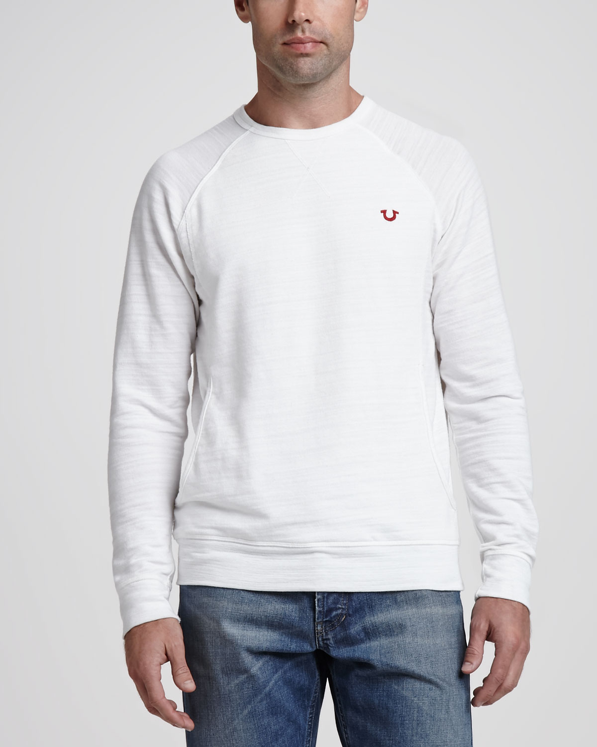 Download True Religion Crew neck Sweatshirt White in White for Men - Lyst