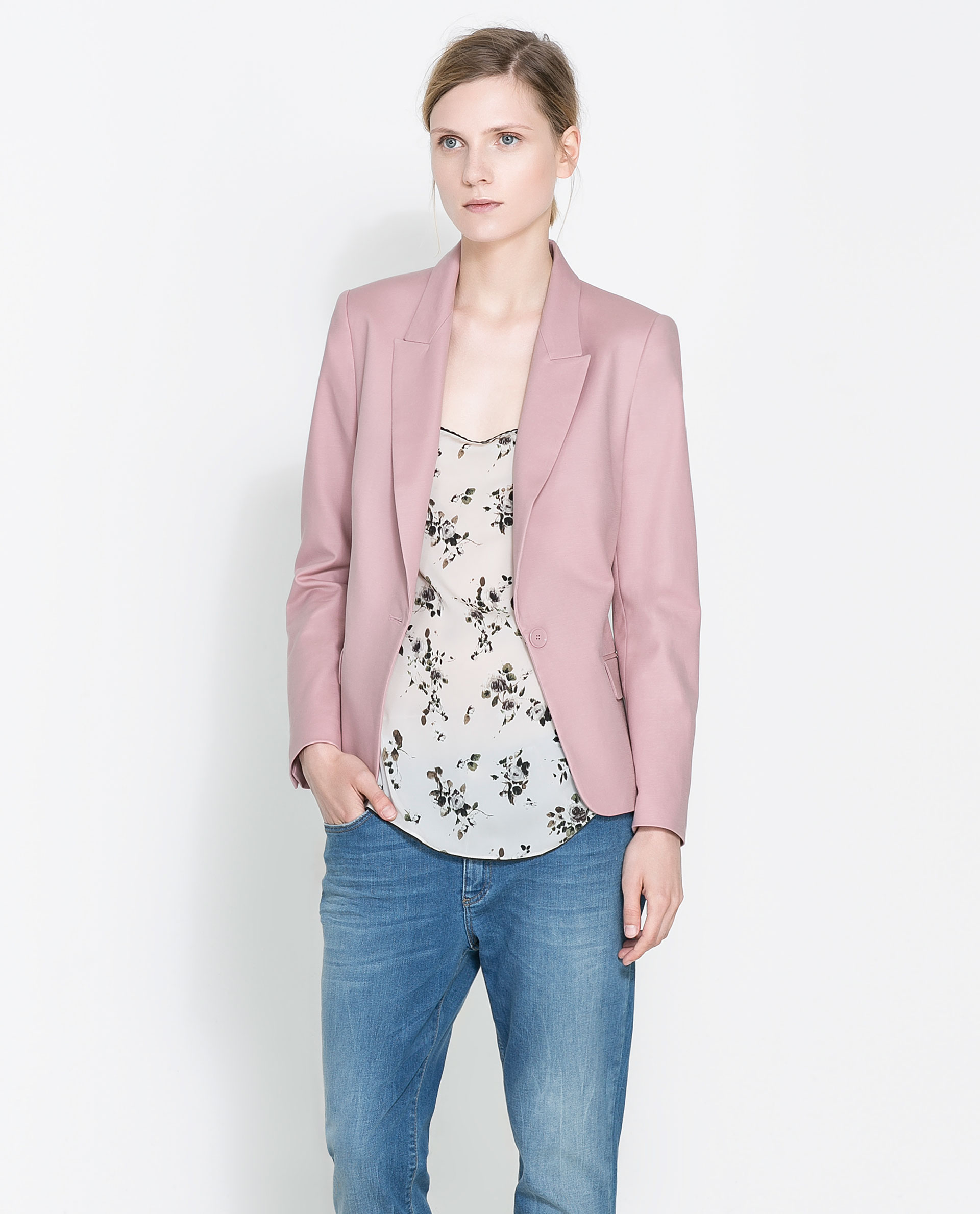 Zara Single Button Blazer in Pink Lyst