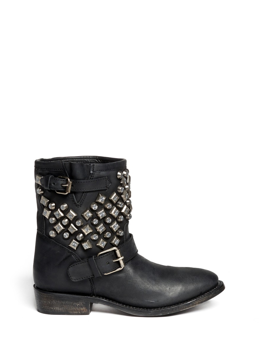 Ash Venin Studded Leather Boots in Black | Lyst