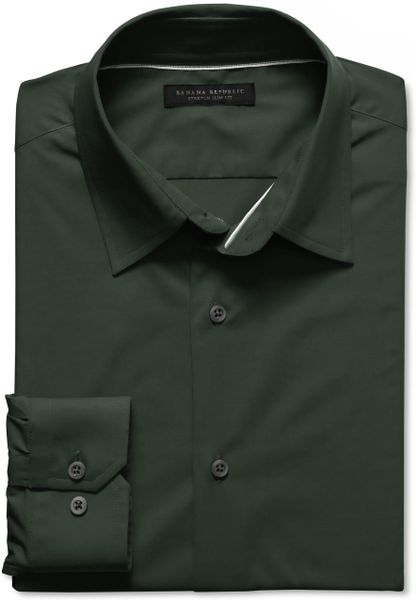 Banana Republic Slim-Fit New Stretch Shirt in Green for Men (Dark green ...