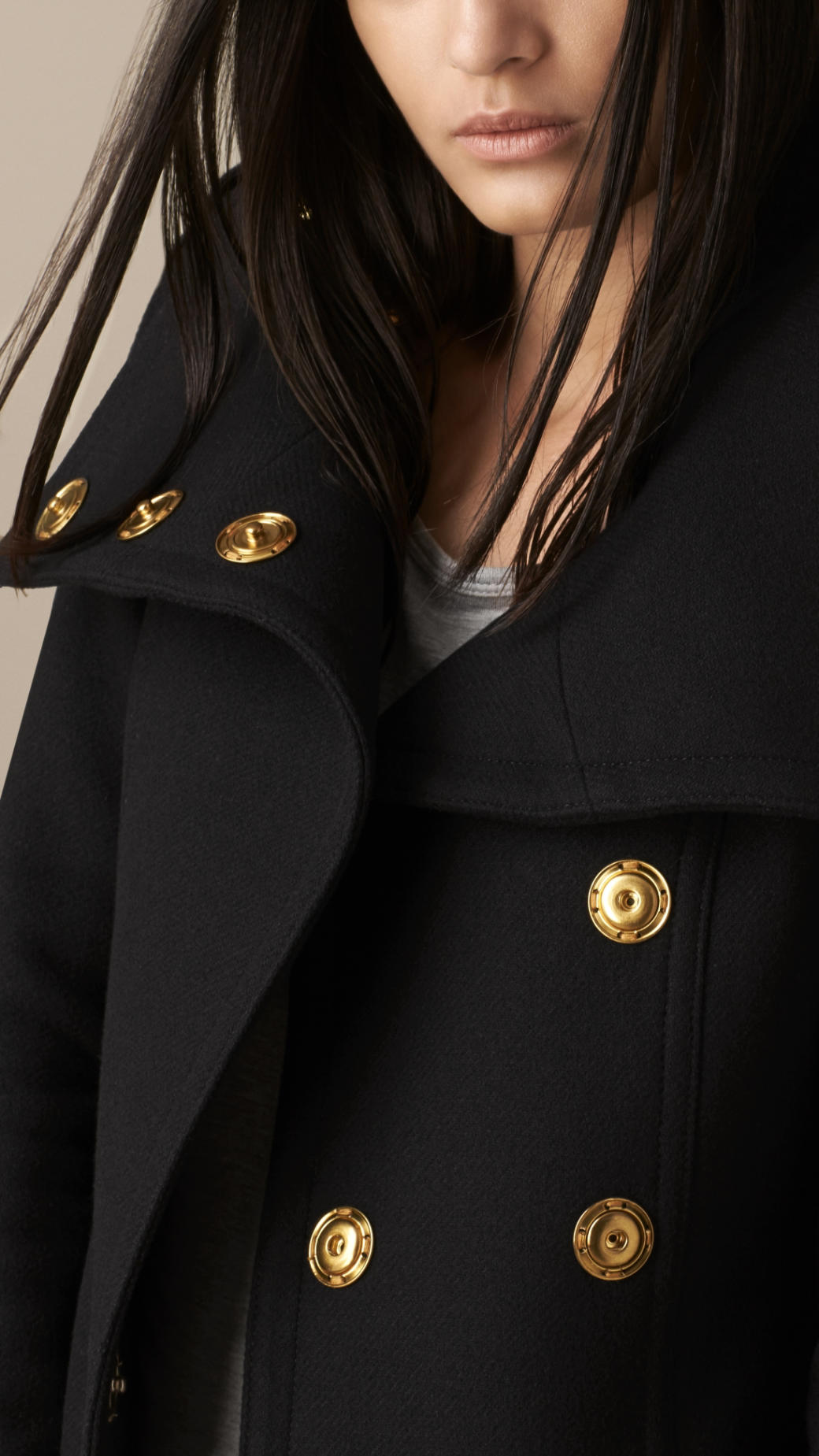 Lyst - Burberry Wool Twill Blanket Wrap Coat in Black