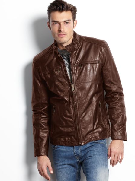 Marc New York Vine Lightweight Calf Leather Moto Jacket in Brown for ...