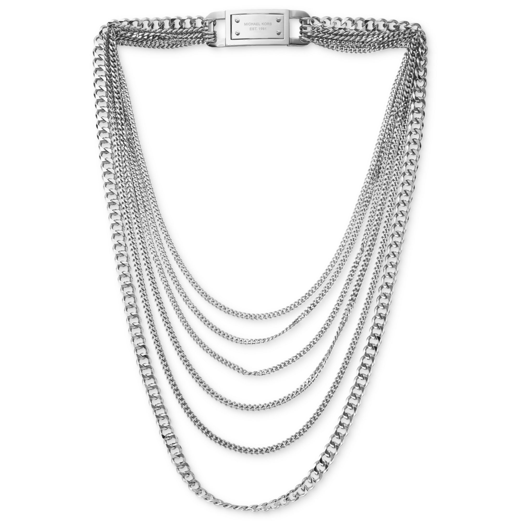Michael Kors Silver Tone Multicurb Chain Necklace in Silver (NO COLOR ...