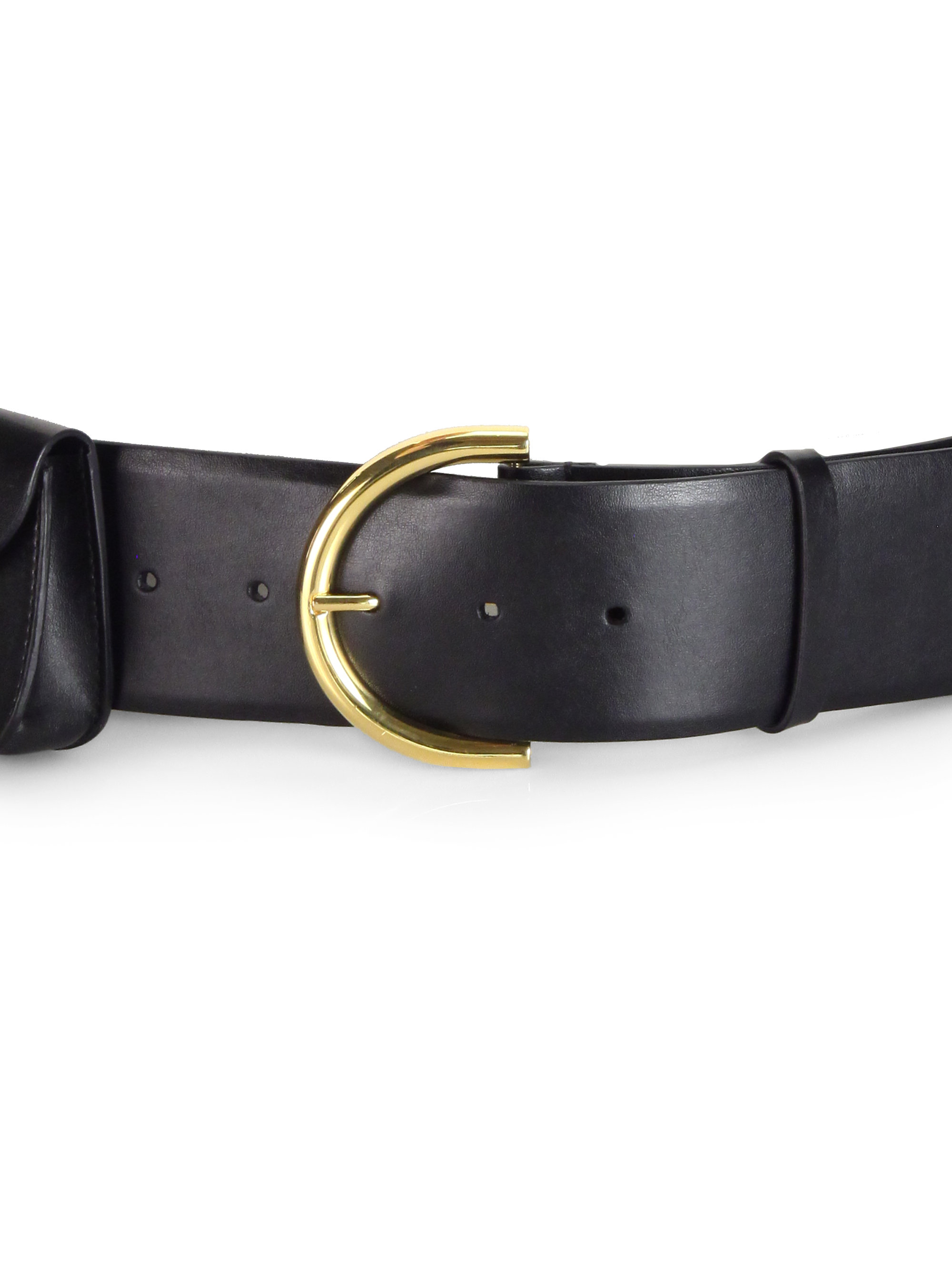 Lyst - Stella mccartney Wide Faux Leather Belt in Black