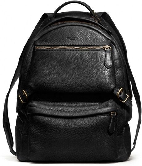 Coach Bleecker Backpack in Pebbled Leather in Black for Men (BRASS ...