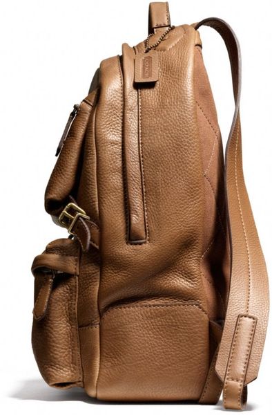 Coach Bleecker Backpack in Pebbled Leather in Brown for Men (BRASS ...