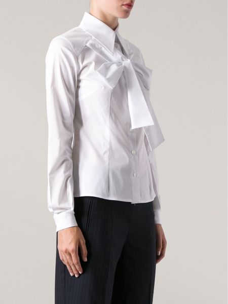 Dolce & Gabbana Pussy Bow Shirt in White | Lyst