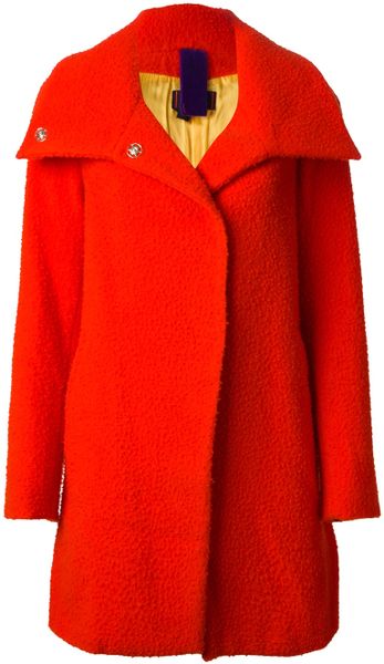 Femme Funnel Neck Coat in Red | Lyst