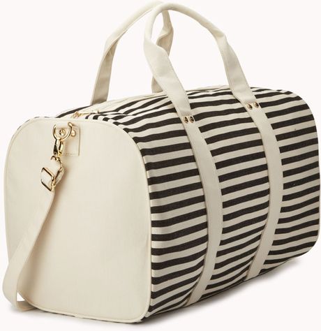 Forever 21 Classic Striped Weekender Bag in Blue (Cream/navy)