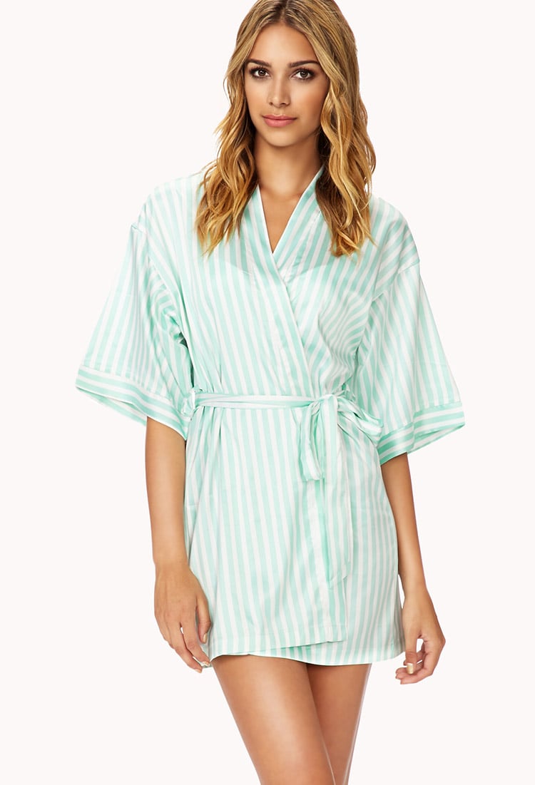 Lyst Forever 21 Vertical Stripe Robe In Green