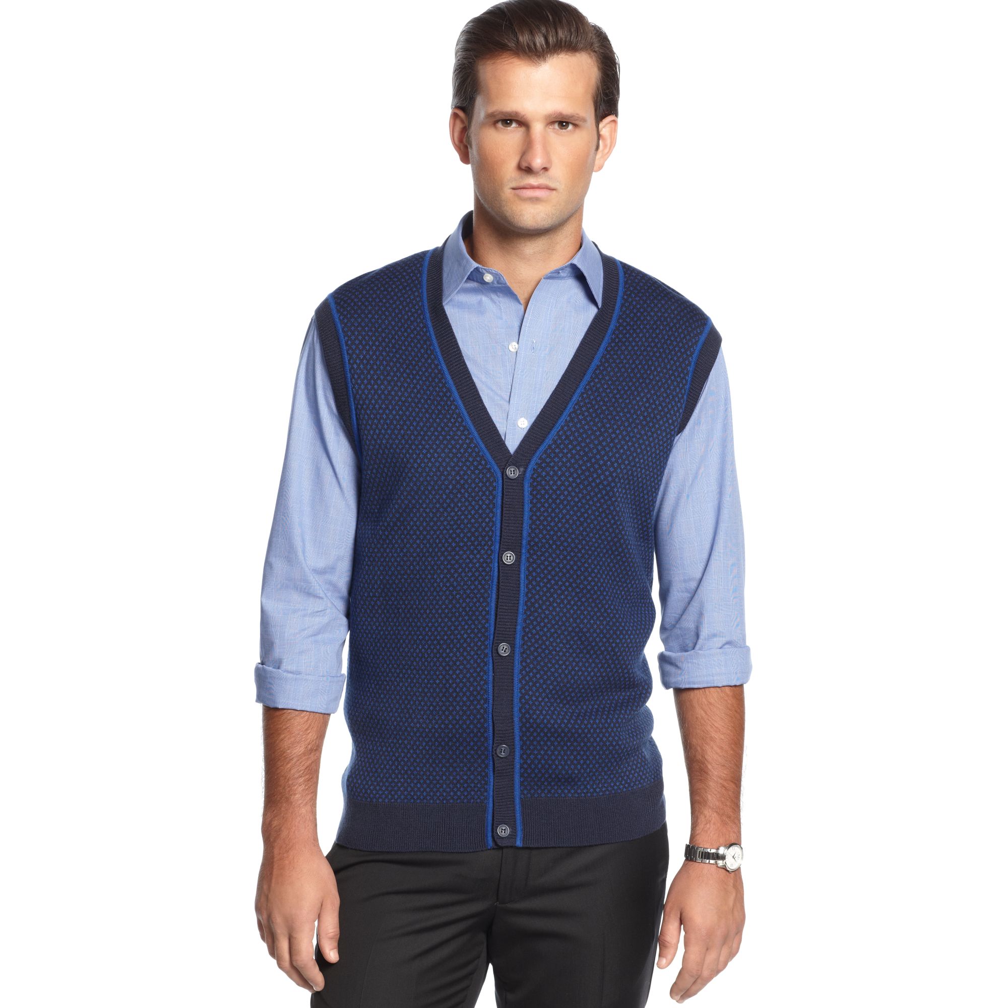 light blue sweater vest mens