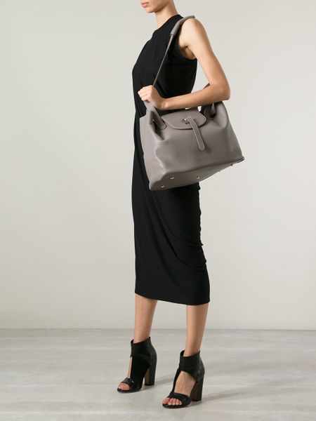 Meli' Melo' Thela Calf Leather Tote in Gray (grey) | Lyst