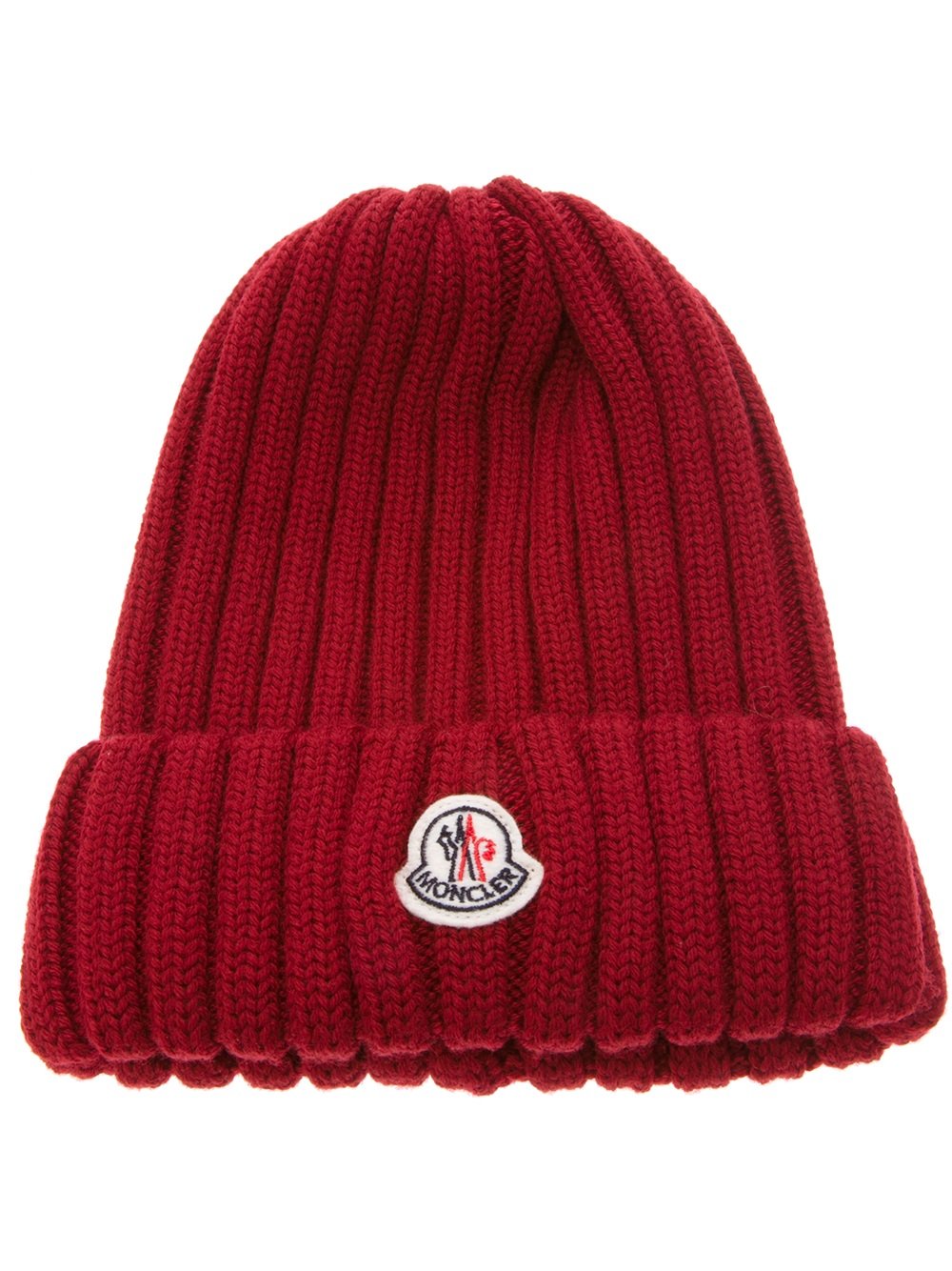 Lyst - Moncler Wool Ribbed Knit Beanie in Red for Men