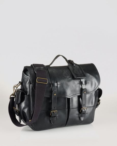 Ralph Lauren Polo Leather Messenger Bag in Black for Men | Lyst