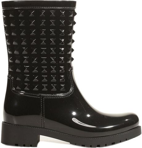 Valentino Shoes Rainboots Patent Leather Studs in Black | Lyst