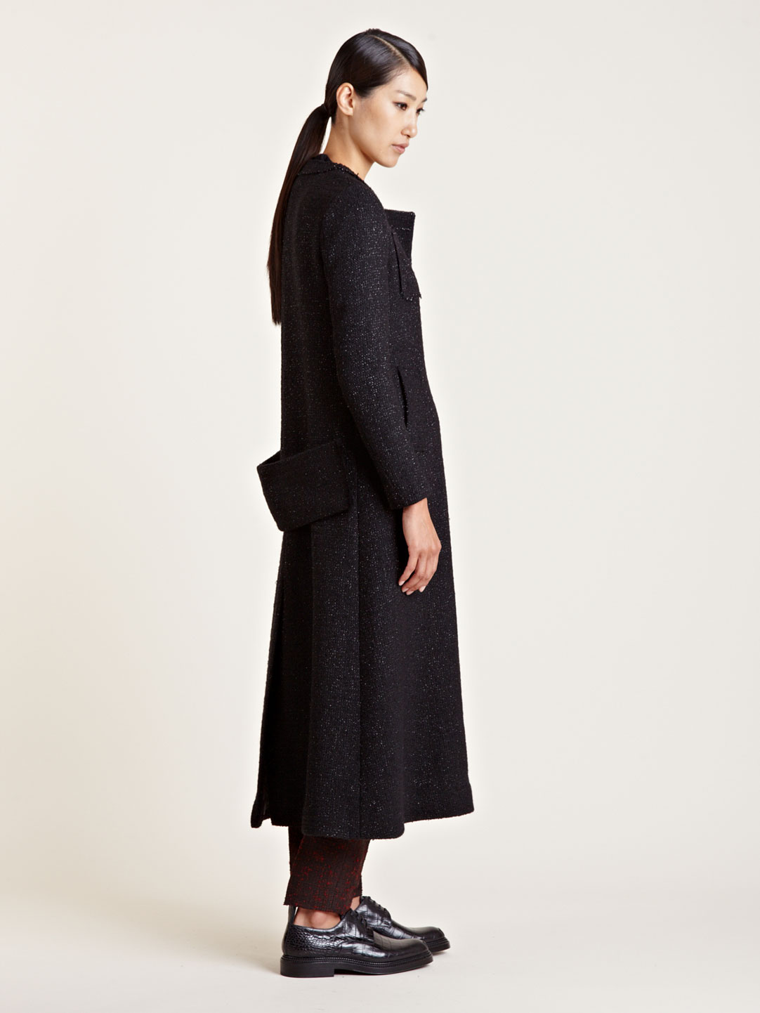 Long Black Fitted Coat | Han Coats